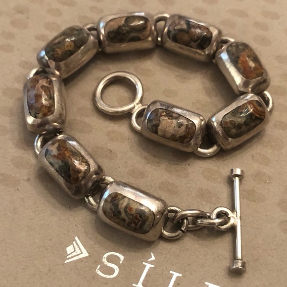 Silpada Jewelry - Rare Vintage Silpada Sterling Silver Leopard Skin Jasper Link Bracelet B0016